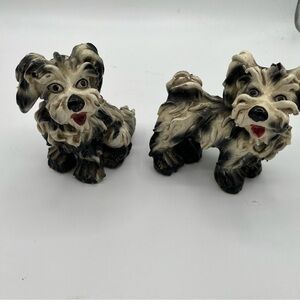 Vintage Italian Ceramic Dog Figurines - Black and Cream